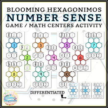 Preview of Number Sense 1-10 | Blooming Hexagonimos | Math Centers Activity and Game