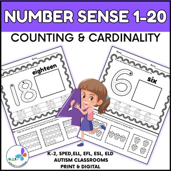 Preview of Number Sense 1-20: Counting and Cardinality and Writing Numbers 1-20 Worksheets