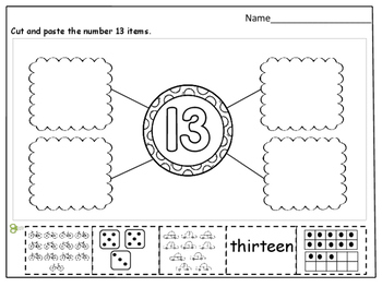 Number Sense (11 - 20) Cut and Paste Worksheets by Kids ...