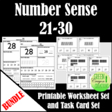 Number Sense 21-30 BUNDLE | Printable Worksheet Set and Ta