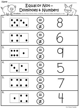 Number Sense Worksheets (Comparing Numbers Worksheets, Equal or Unequal)