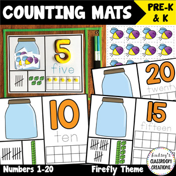Preview of Number Sense Activities - Counting Numbers 1-20 - Firefly Theme FREEBIE