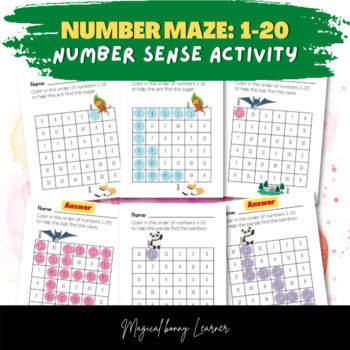 Preview of Number Sense Activity: Number Maze 1-20 - Worksheets