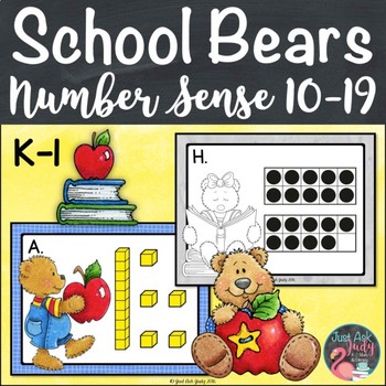 Preview of Number Sense Activity School Bear Teen Numbers 10-19