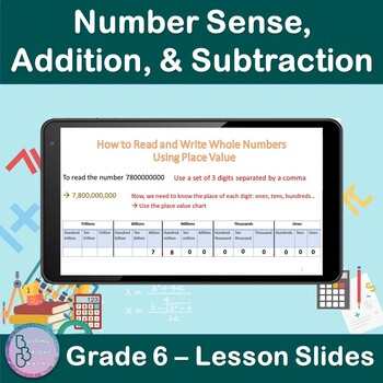Preview of Number Sense Addition & Subtraction | 6th Grade PowerPoint Lesson Slides