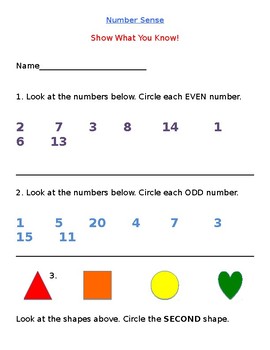 Preview of Number Sense Assessment
