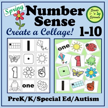 Preview of Number Sense Collages (1-10) for Spring -PreK ,K, Special Education, Autism