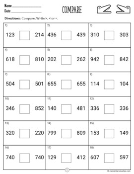 number sense compare and order numbers up to 999 by elementarystudies