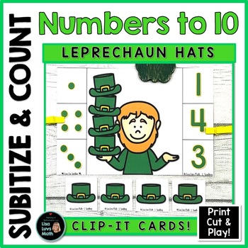 Preview of Number Sense  - Count & Subitize  - Clip-It  - Lets Count Leprechaun Hats