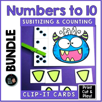 Preview of Numbers to 10 Number Sense   Count & Subitize   Clip-It  - Math BUNDLE