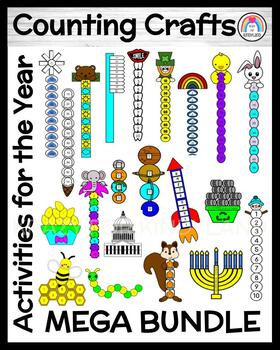 Preview of Rocket, Caterpillar, Bee - Counting Crafts - Number Sense - Yearlong Math Center