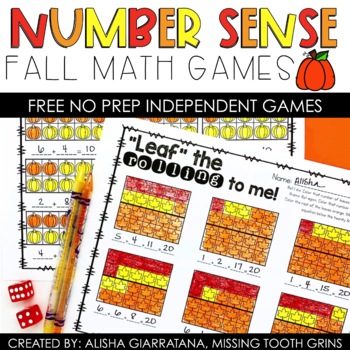 Preview of Number Sense Dice Games Fall Freebie