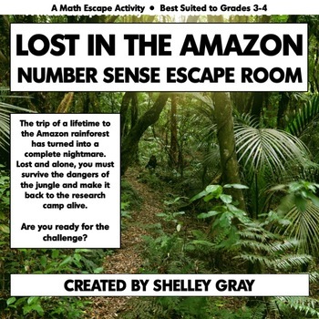 Preview of Number Sense Escape Room - Teamwork Activity - Lost in the Amazon