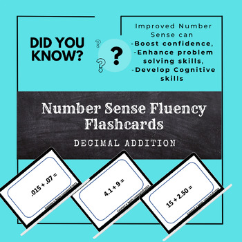 Preview of Number Sense Fluency Flashcards- Decimal Addition- Gamify your math class!!