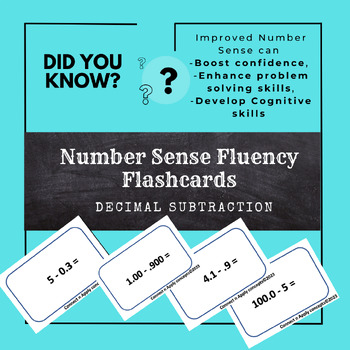 Preview of Number Sense Fluency Flashcards- Decimal Subtraction- Gamify your math class!!