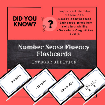 Preview of Number Sense Fluency Flashcards-Integer Addition- Gamify your math class!!