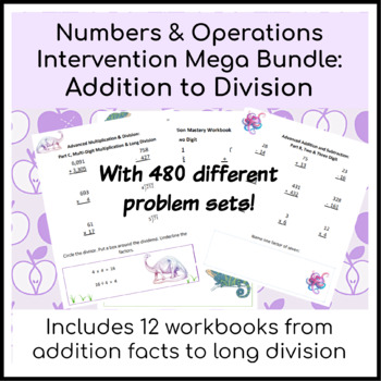Preview of Math Calculation Intervention Mega Bundle:  Addition Facts to Long Division