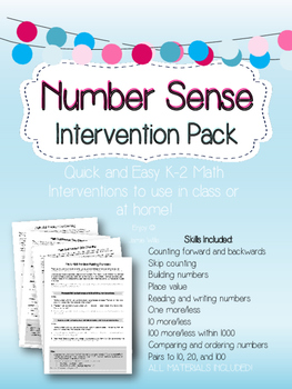 Preview of Number Sense Home Intervention Pack