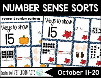 Preview of Number Sense Math Center for October or Fall (11 to 20)