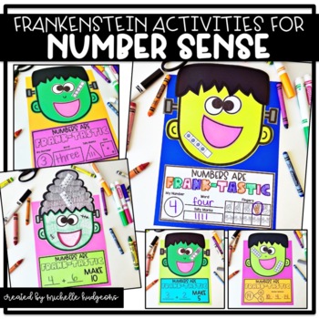 Preview of Number Sense Math Frankenstein Halloween Activities Craft PreK, K, 1st