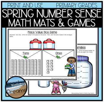 Preview of Number Sense Math Mat Activities and Dice Games for Spring 