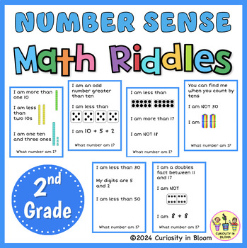 Preview of Number Sense Math Riddles Problem Solving Visual Representation 2nd Grade