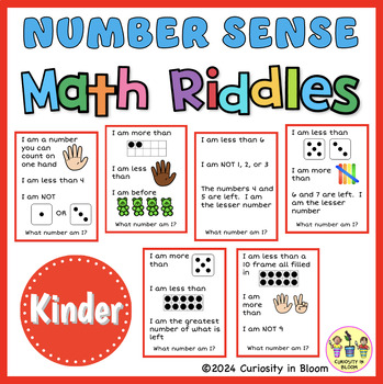 Preview of Number Sense Math Riddles Problem Solving Visual Representation Kindergarten