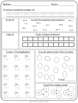 Number Sense: Number 13 & 14 Practice Worksheets by Mrs Smiths Supplies