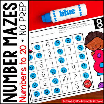 number identification number mazes by the printable princess tpt