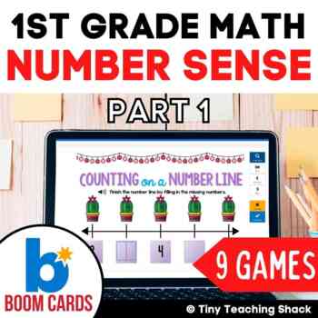 Preview of Number Sense 1st Grade Math Boom Cards /Ten Frames, Missing Numbers, Number Line
