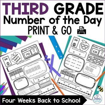 Preview of Third Grade Math Number of the Day Number Sense Place Value Practice