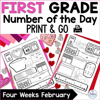 Preview of Valentines Day Math | Place Value Practice | Number of the Day | First Grade