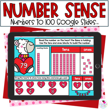 Preview of Number Sense - Tens and Ones - Place Value - Valentine's Math - Google Slides™