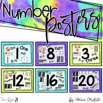 Preview of Number Sense Posters Tie Dye Flair Classroom Decor Theme