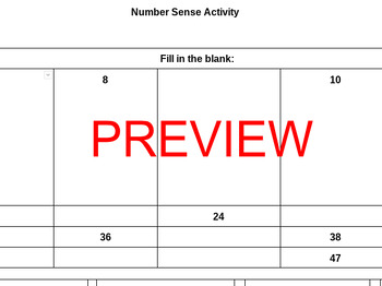 Preview of Number Sense Printable Activity (Editable)