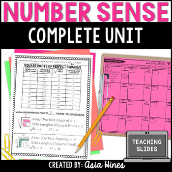 Preview of Number Sense Guided Notes & Worksheets Full Lesson on Rational Numbers 7th Grade