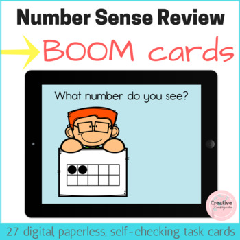 Preview of Number Sense Review Digital Task Cards with BOOM Cards
