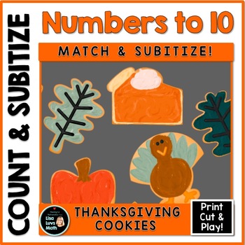 Preview of Numbers to 10 Subitize Count Matching Number Sense  Thanksgiving