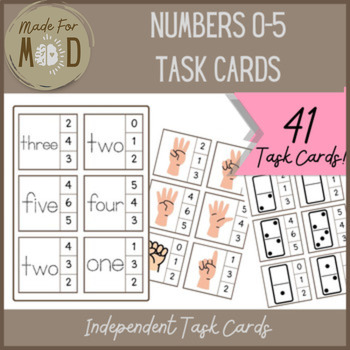 Preview of Number Sense Task Cards 0-5 | Independent Work | Morning Work | Activity