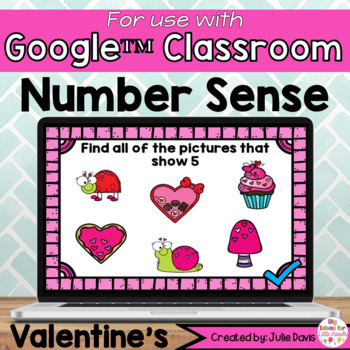 Preview of Number Sense Valentines Day Counting Activity Google Classroom