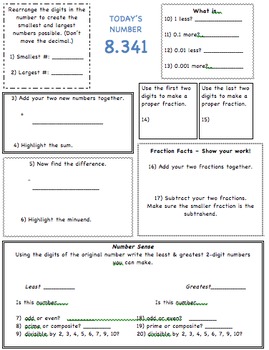 number sense warm up for 6th grade common core math by mbrunnermath