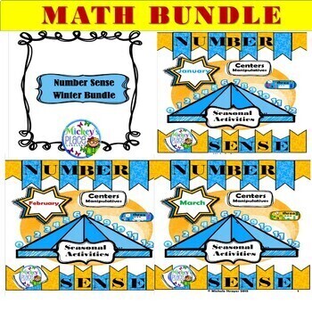 Preview of Number Sense Winter Bundle: January, February, March Learning Center Games
