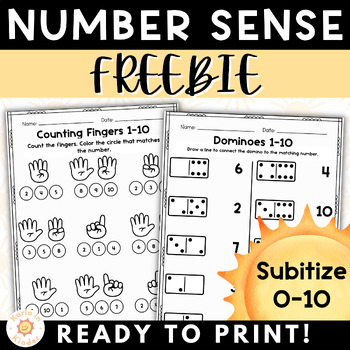 Preview of Number Sense Worksheets FREEBIE | Subitize, Count, & Represent Numbers 1-10