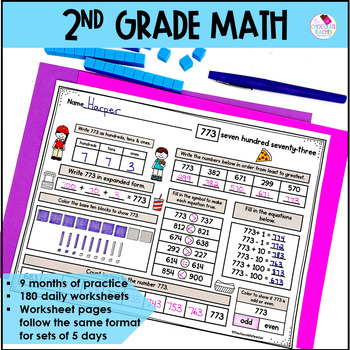 number sense worksheets and activities place value 2nd grade math bundle