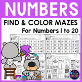 Number Sense and Identification Worksheets | Number Mazes 1 to 20