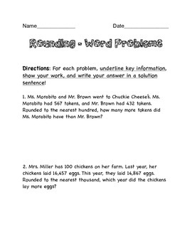 rounding numbers problem solving year 6