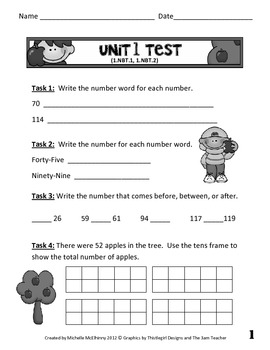 Preview of Number Sense and Place Value Unit Test