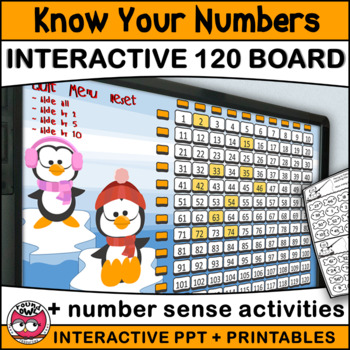 Preview of Number Sense to 120 - Digital Interactive Number Board and printables