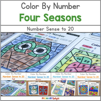 Preview of Number Sense to 20 Color by Number Bundle | Seasons