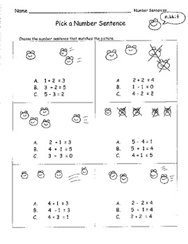 Number Sentences Choose Add or Subtract to Match Picture TEST PREP by ...